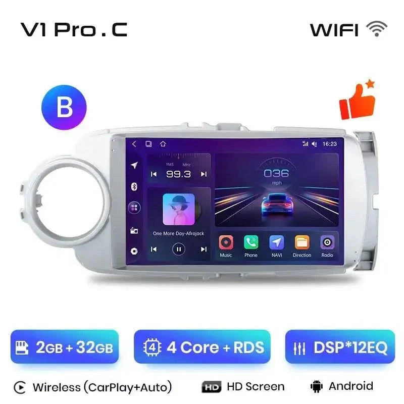 Radio Android do Toyota Yaris (2012-2017) CarPlay Android Auto 4G WiFi GPS DSP