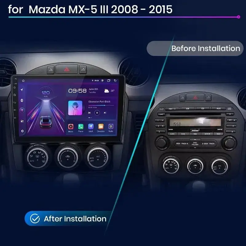 Radio Android do Mazda MX-5 (2008-2015) CarPlay Android Auto 4G WiFi GPS DSP