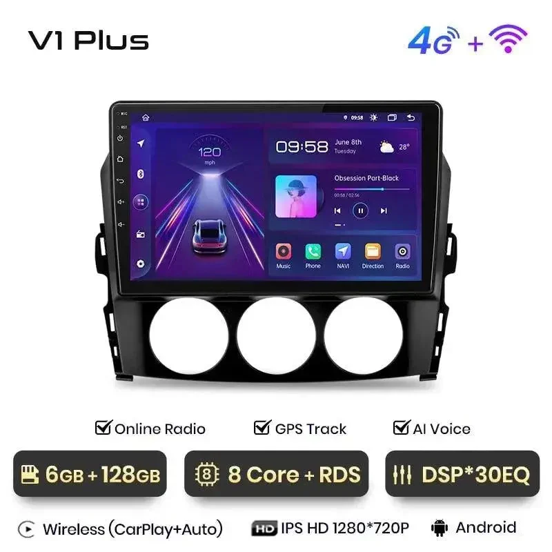 Radio Android do Mazda MX-5 (2008-2015) CarPlay Android Auto 4G WiFi GPS DSP