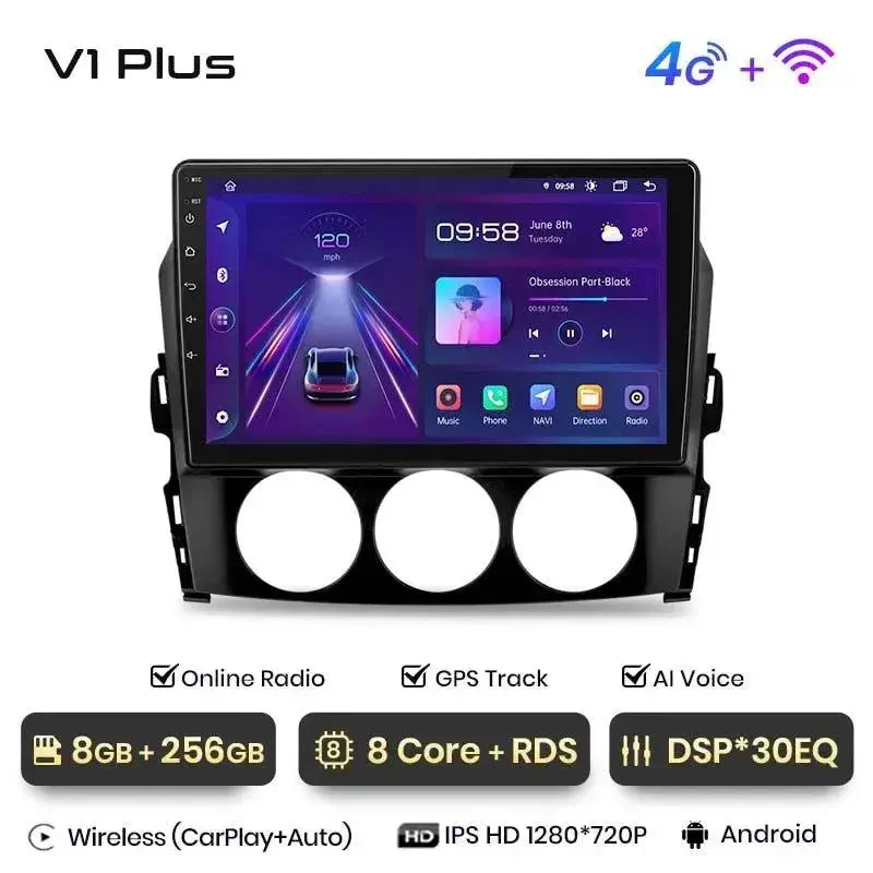 Radio Android do Mazda MX-5 (2008-2015) CarPlay Android Auto 4G WiFi GPS DSP