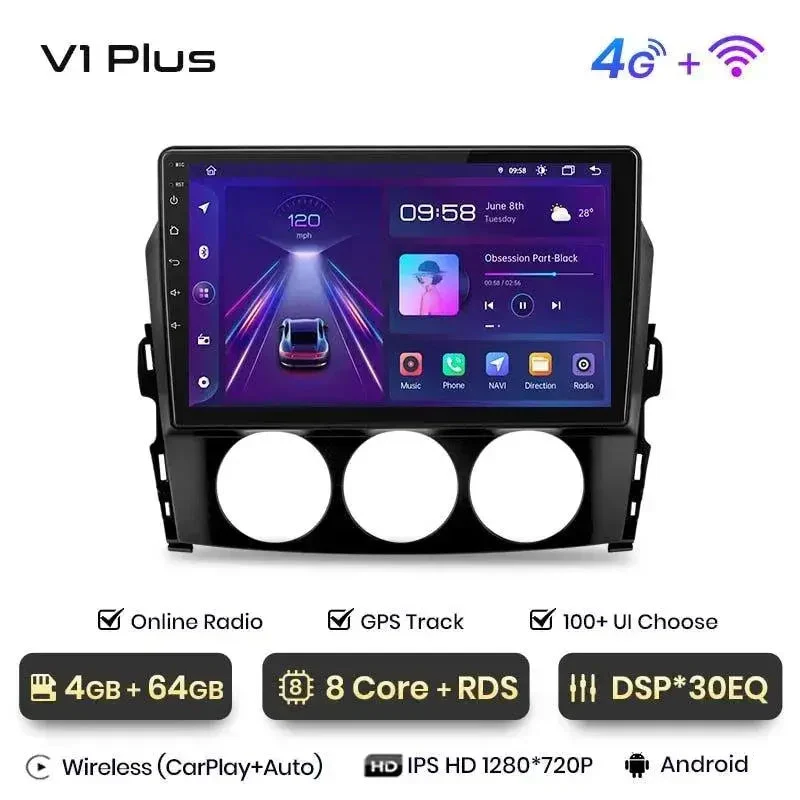 Radio Android do Mazda MX-5 (2008-2015) CarPlay Android Auto 4G WiFi GPS DSP