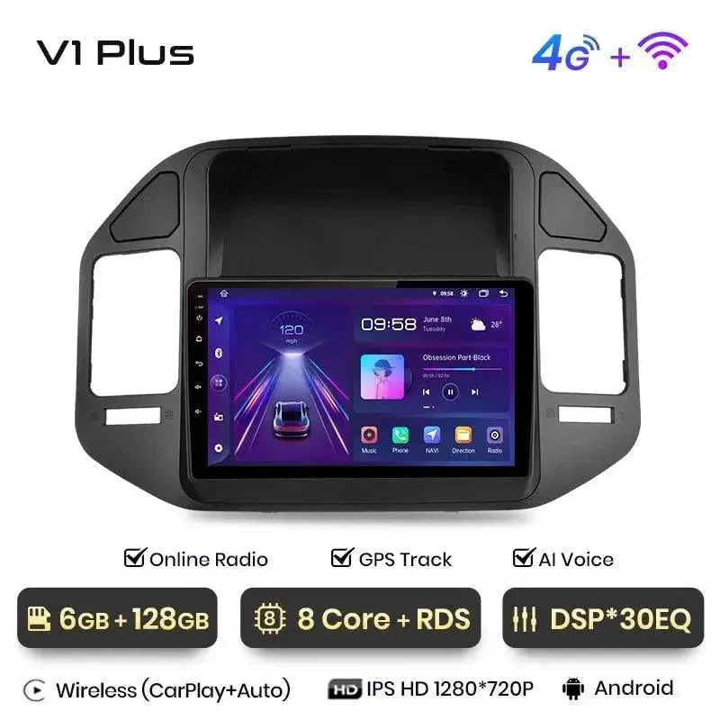 Radio Android do Mitsubishi Pajero V60 V68 V73 (1999-2006) CarPlay Android Auto 4G WiFi GPS DSP
