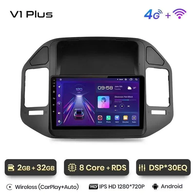Radio Android do Mitsubishi Pajero V60 V68 V73 (1999-2006) CarPlay Android Auto 4G WiFi GPS DSP