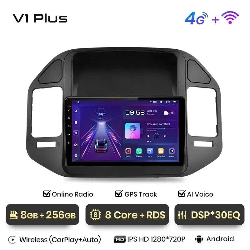 Radio Android do Mitsubishi Pajero V60 V68 V73 (1999-2006) CarPlay Android Auto 4G WiFi GPS DSP