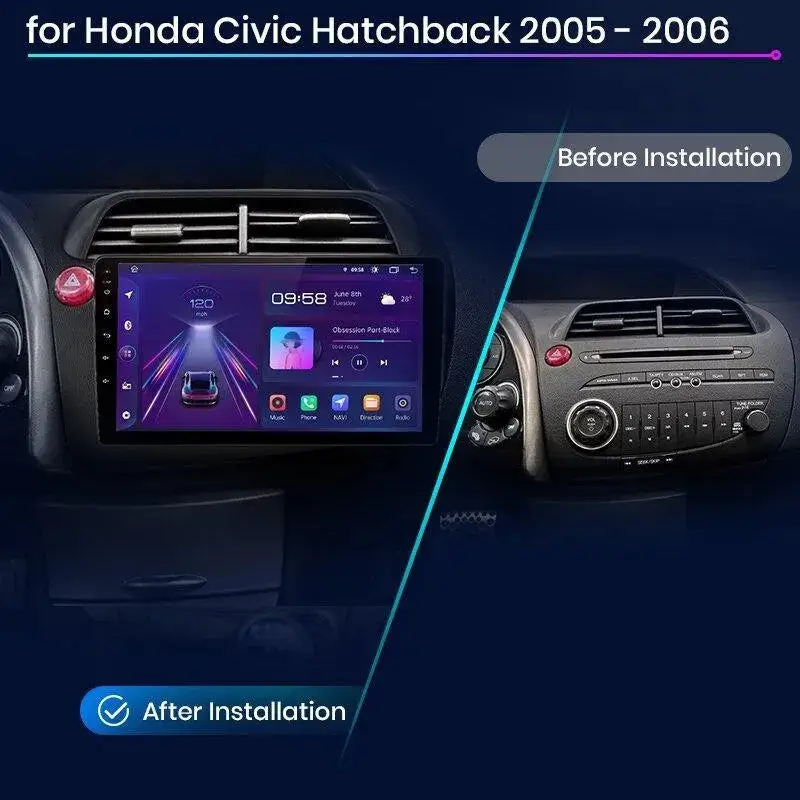 Radio Android do Honda Civic Hatchback (2005-2011) CarPlay Android Auto 4G WiFi GPS DSP