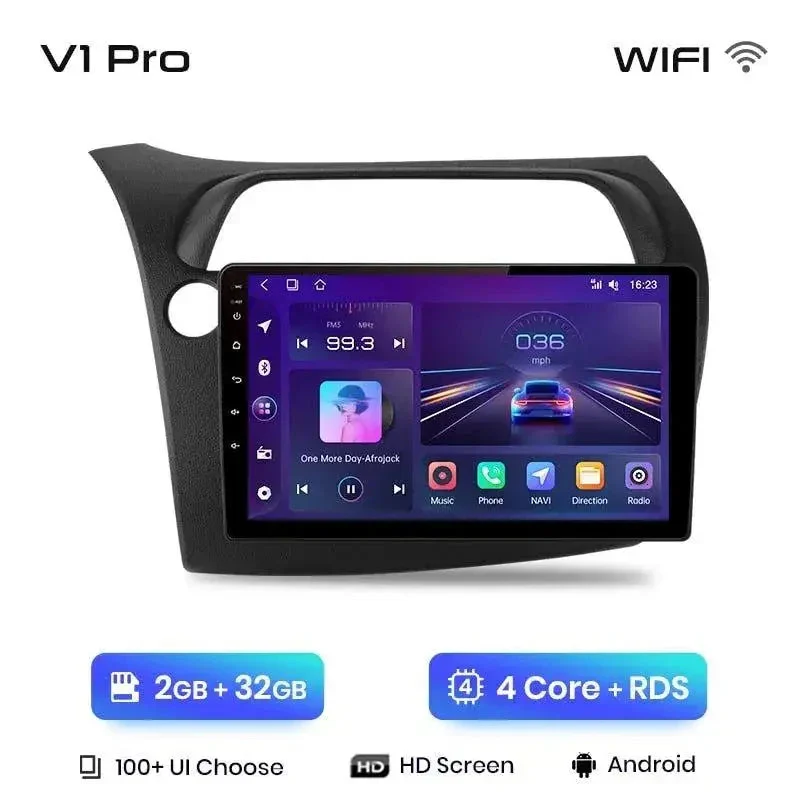 Radio Android do Honda Civic Hatchback (2005-2011) CarPlay Android Auto 4G WiFi GPS DSP