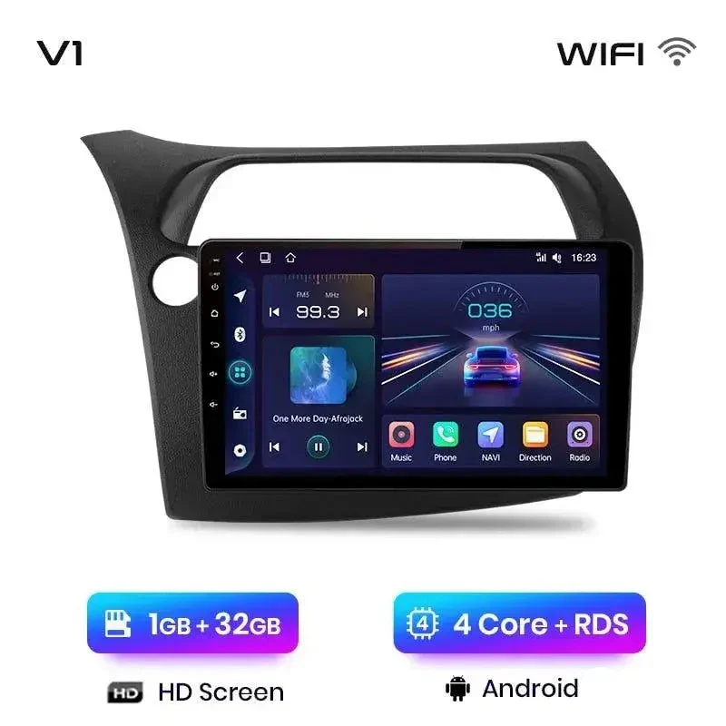 Radio Android do Honda Civic Hatchback (2005-2011) CarPlay Android Auto 4G WiFi GPS DSP