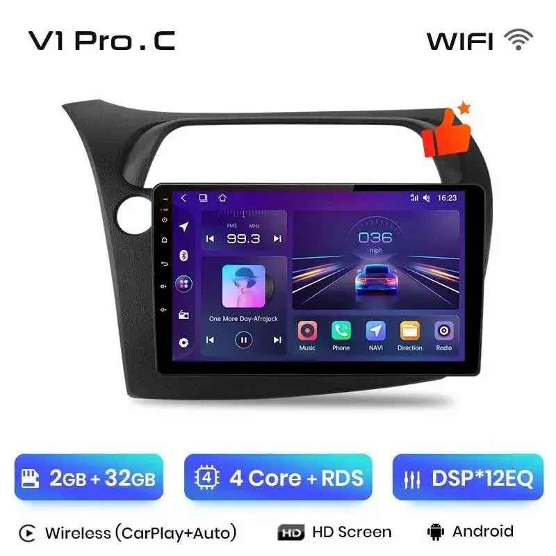 Radio Android do Honda Civic Hatchback (2005-2011) CarPlay Android Auto 4G WiFi GPS DSP