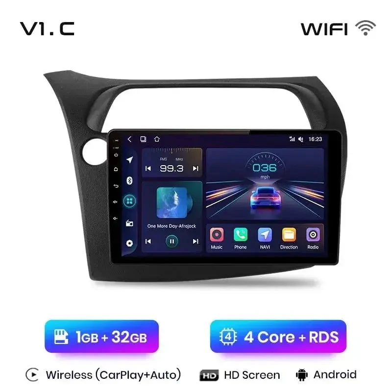 Radio Android do Honda Civic Hatchback (2005-2011) CarPlay Android Auto 4G WiFi GPS DSP