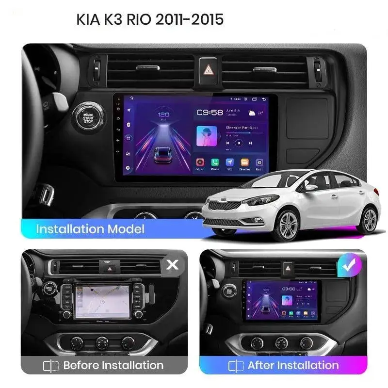 Radio Android do KIA Rio (2011-2015) CarPlay Android Auto 4G WiFi GPS DSP