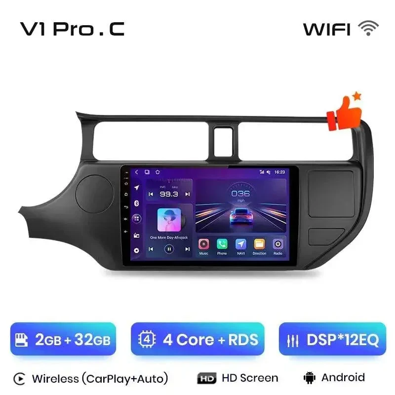 Radio Android do KIA Rio (2011-2015) CarPlay Android Auto 4G WiFi GPS DSP