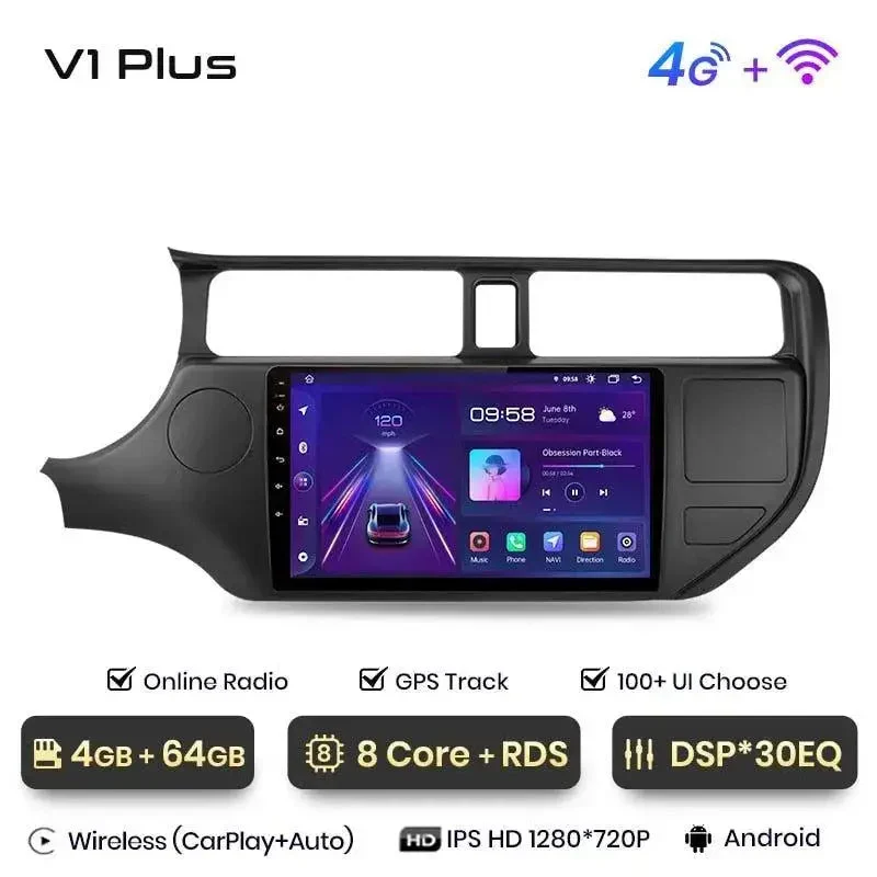 Radio Android do KIA Rio (2011-2015) CarPlay Android Auto 4G WiFi GPS DSP