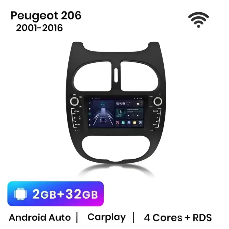 Radio Android do Peugeot 206 206CC 206SW (2001-2016) CarPlay Android Auto 4G WiFi GPS DSP