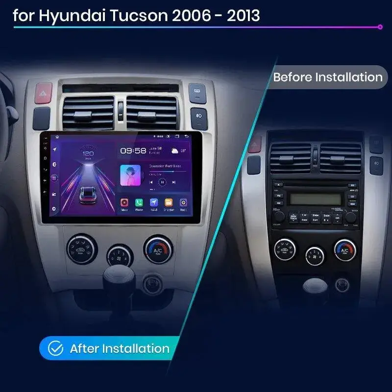 Radio Android do Hyundai Tucson (2006-2013) CarPlay Android Auto 4G WiFi GPS DSP