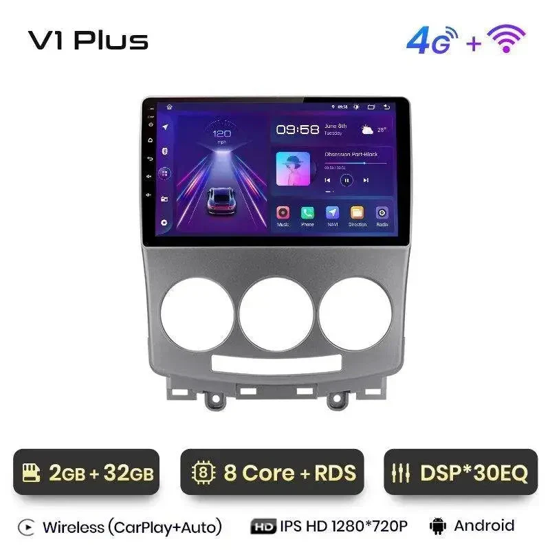 Radio Android do Mazda 5 (2005-2010) CarPlay Android Auto 4G WiFi GPS DSP