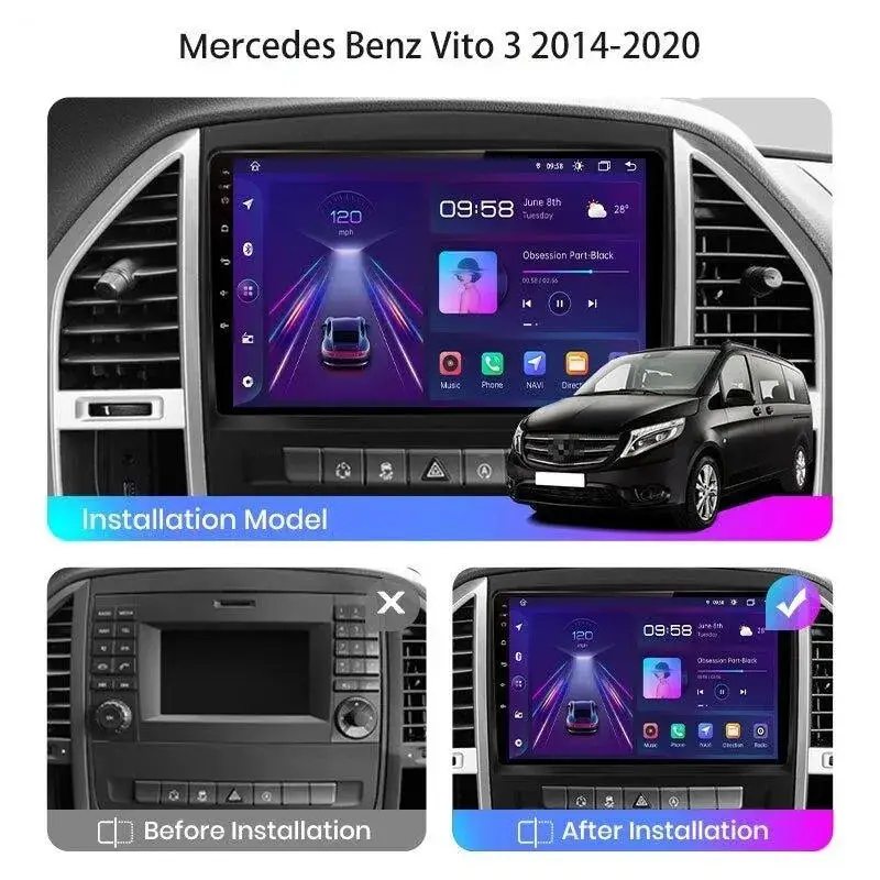 Radio Android do Mercedes-Benz Vito W447 (2014-2021) CarPlay Android Auto 4G WiFi GPS DSP