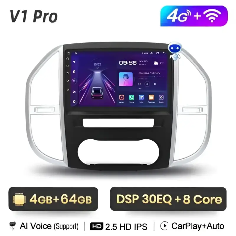 Radio Android do Mercedes-Benz Vito W447 (2014-2021) CarPlay Android Auto 4G WiFi GPS DSP