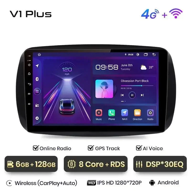 Radio Android do Smart (mercedes-Benz) 2016 CarPlay Android Auto 4G WiFi GPS DSP