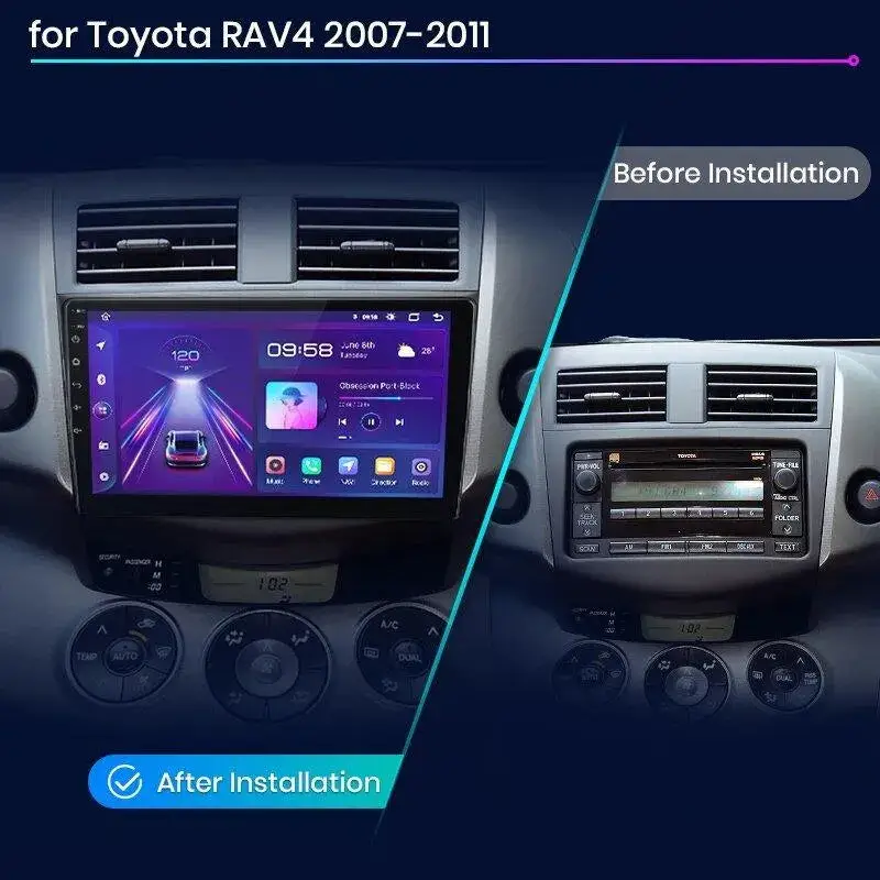 Radio Android do Toyota RAV4 (2007-2011) CarPlay Android Auto 4G WiFi GPS DSP