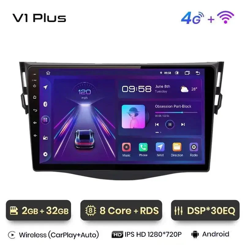 Radio Android do Toyota RAV4 (2007-2011) CarPlay Android Auto 4G WiFi GPS DSP
