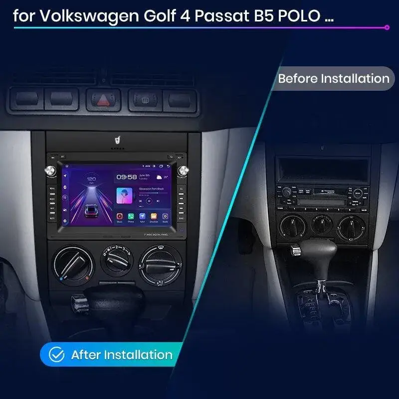 Radio Android do Volkswagen VW Golf 4 Passat Polo Transporter T5 Multivan Jetta CarPlay Android Auto 4G WiFi GPS DSP