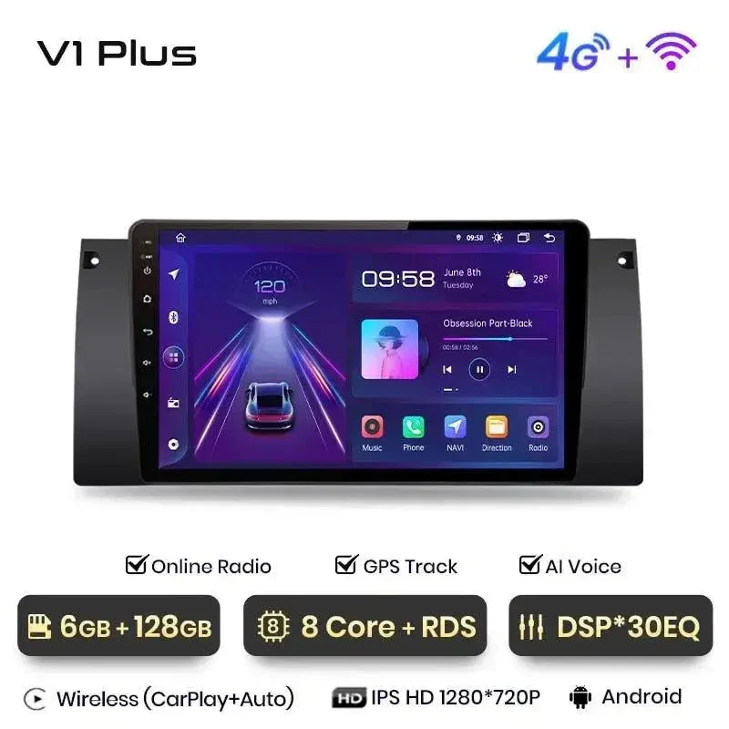 Radio Android do BMW Serii 5 E39 X5 E53 M5 (1995-2006) CarPlay Android Auto 4G WiFi GPS DSP