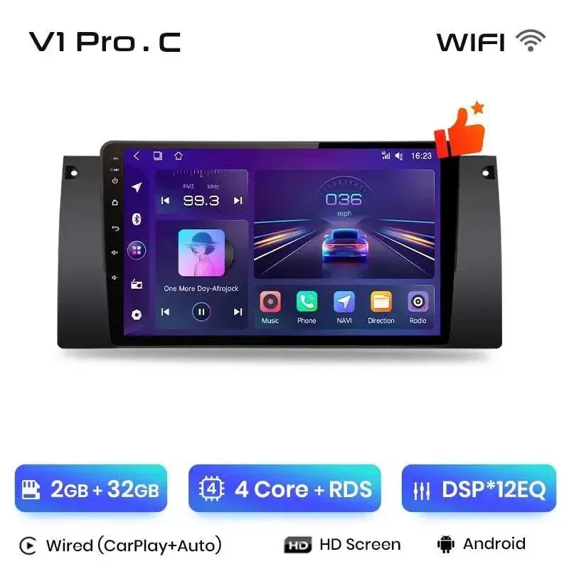 Radio Android do BMW Serii 5 E39 X5 E53 M5 (1995-2006) CarPlay Android Auto 4G WiFi GPS DSP