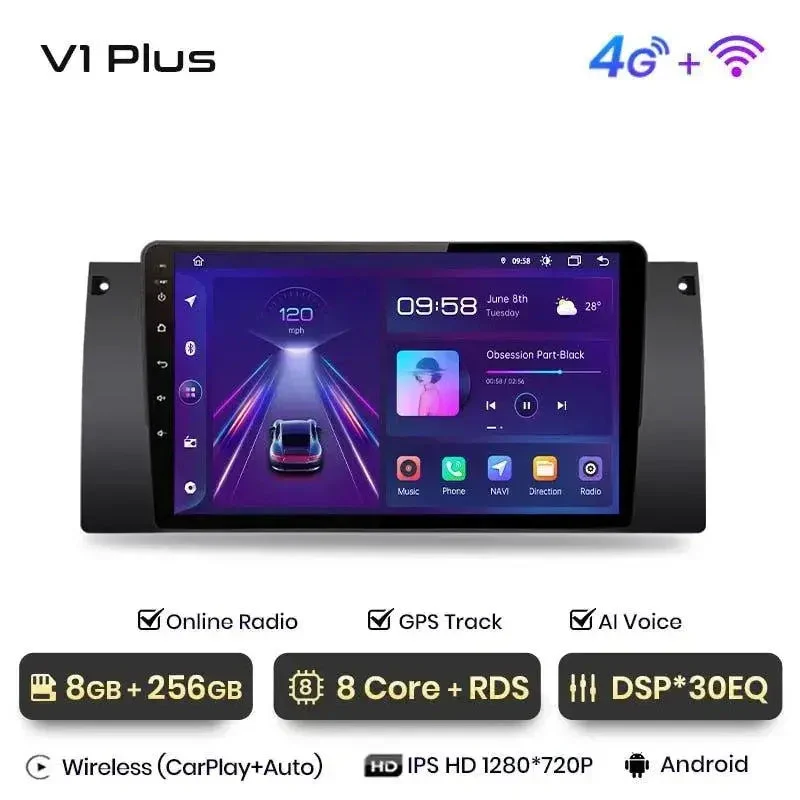 Radio Android do BMW Serii 5 E39 X5 E53 M5 (1995-2006) CarPlay Android Auto 4G WiFi GPS DSP