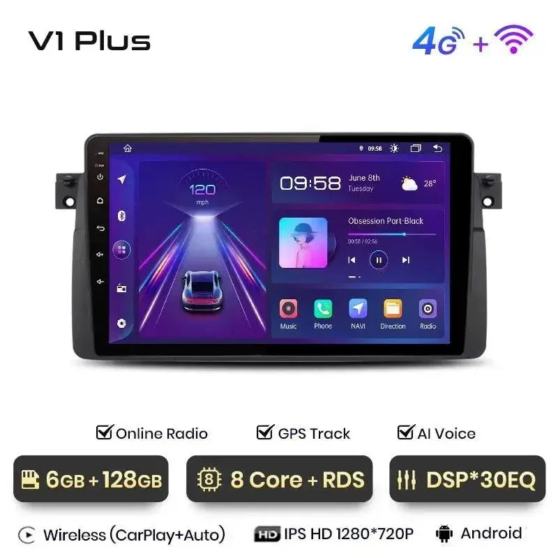 Radio Android do BMW Serii 3 E46 CarPlay Android Auto 4G WiFi GPS DSP