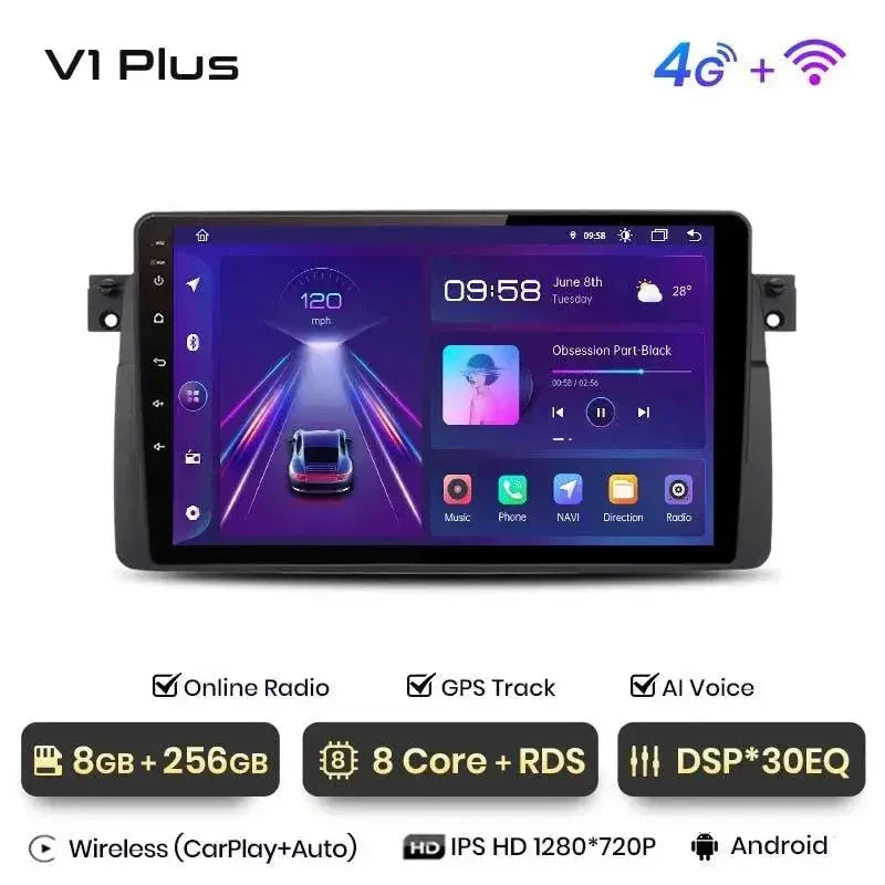 Radio Android do BMW Serii 3 E46 CarPlay Android Auto 4G WiFi GPS DSP
