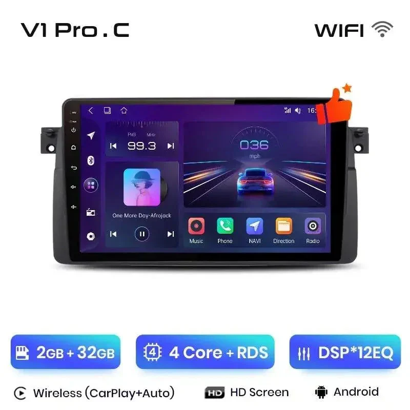 Radio Android do BMW Serii 3 E46 CarPlay Android Auto 4G WiFi GPS DSP