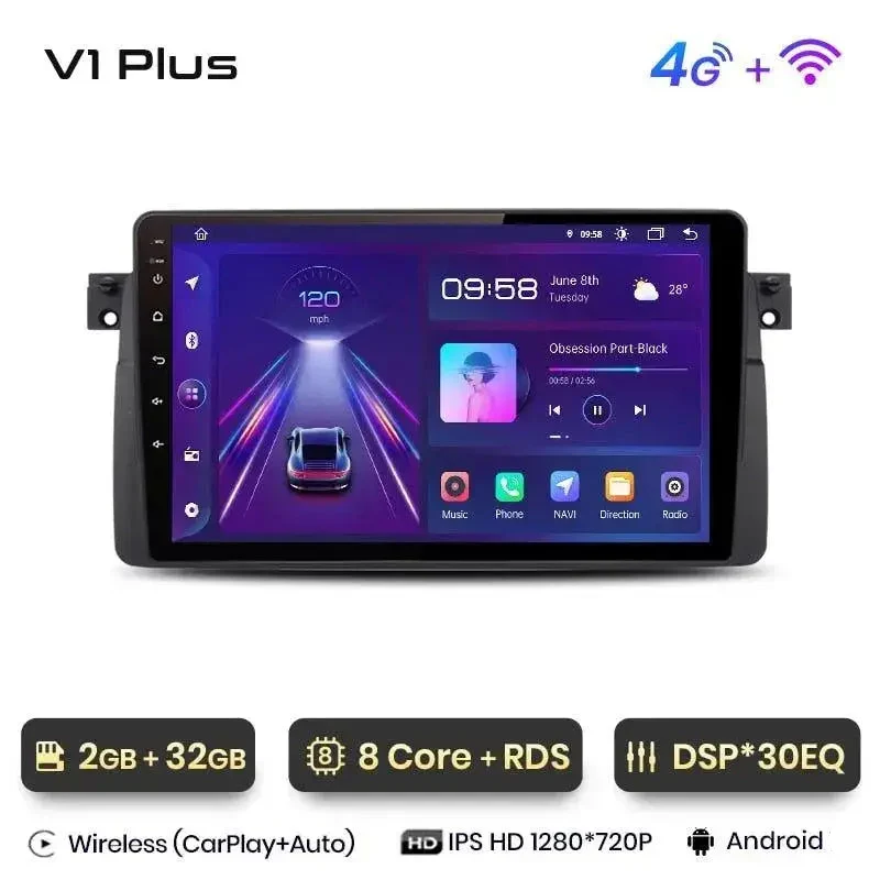 Radio Android do BMW Serii 3 E46 CarPlay Android Auto 4G WiFi GPS DSP