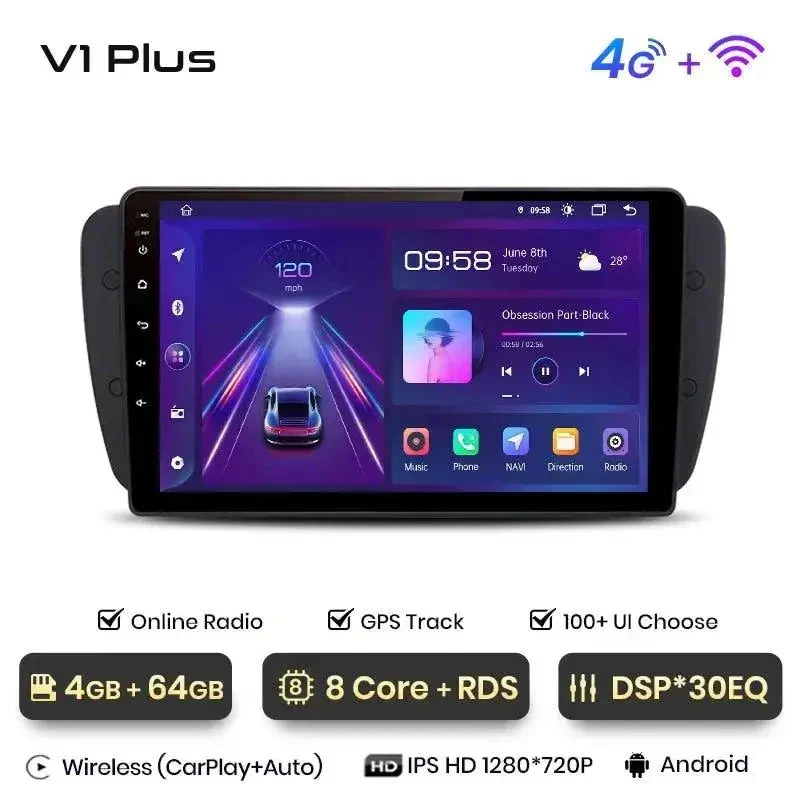 Radio Android do Seat Ibiza 6J Multimedialne (2009-2013) CarPlay Android Auto 4G WiFi GPS DSP