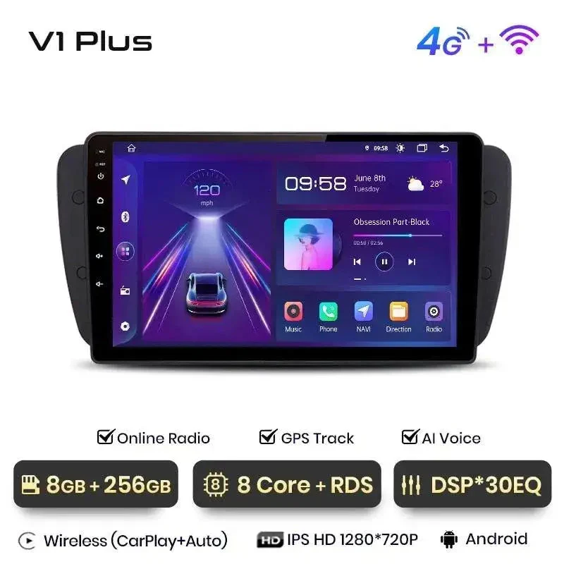Radio Android do Seat Ibiza 6J Multimedialne (2009-2013) CarPlay Android Auto 4G WiFi GPS DSP