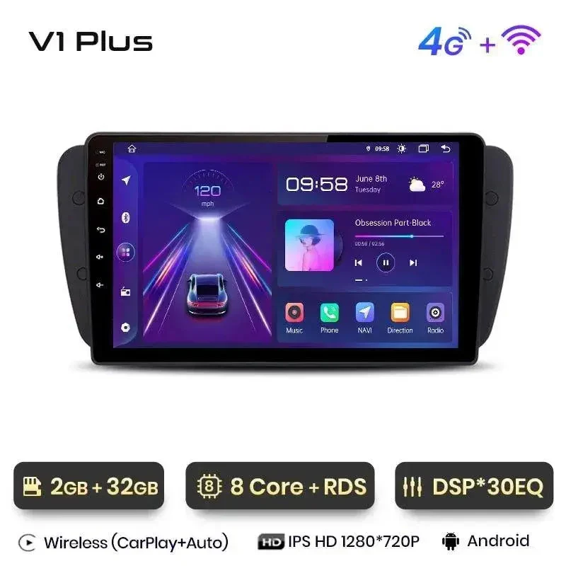 Radio Android do Seat Ibiza 6J Multimedialne (2009-2013) CarPlay Android Auto 4G WiFi GPS DSP