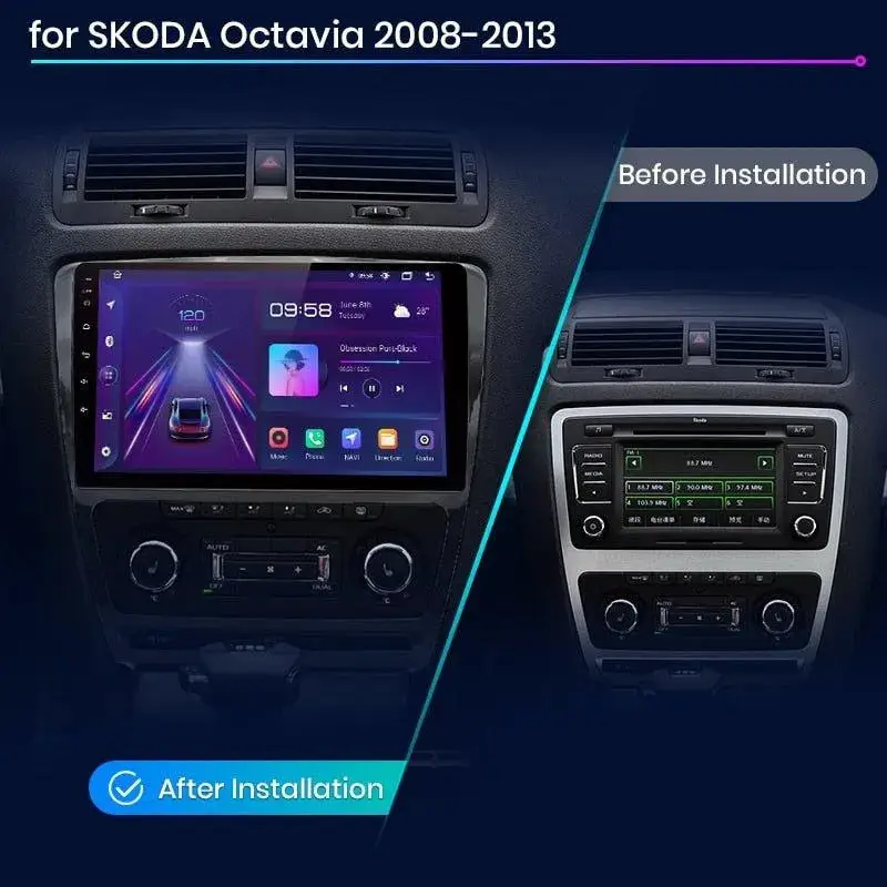Radio Android do Skoda Octavia II (A5) Multimedialne (2006-2013) CarPlay Android Auto 4G WiFi GPS DSP