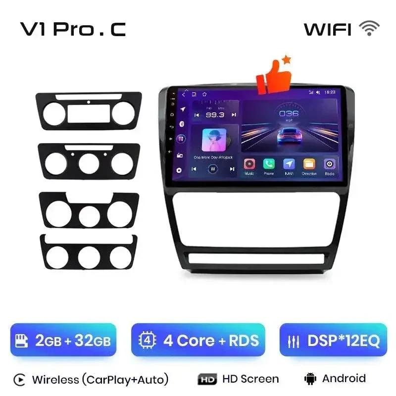 Radio Android do Skoda Octavia II (A5) Multimedialne (2006-2013) CarPlay Android Auto 4G WiFi GPS DSP