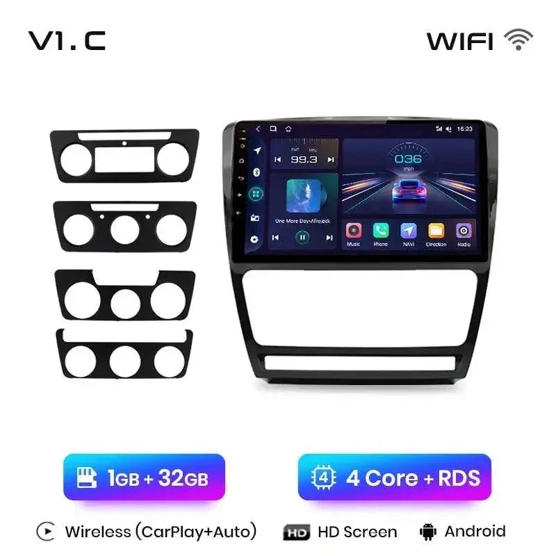 Radio Android do Skoda Octavia II (A5) Multimedialne (2006-2013) CarPlay Android Auto 4G WiFi GPS DSP