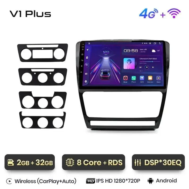 Radio Android do Skoda Octavia II (A5) Multimedialne (2006-2013) CarPlay Android Auto 4G WiFi GPS DSP