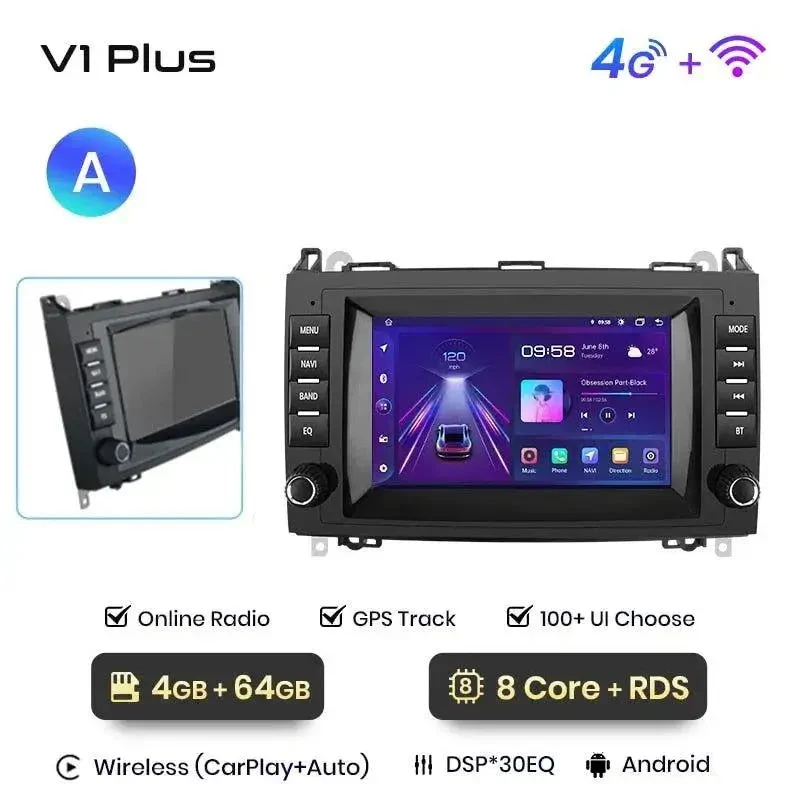 Radio Android do Mercedes-Benz B200 Sprinter W906 Viano Vito W639 Multimedialne CarPlay Android Auto 4G WiFi GPS DSP