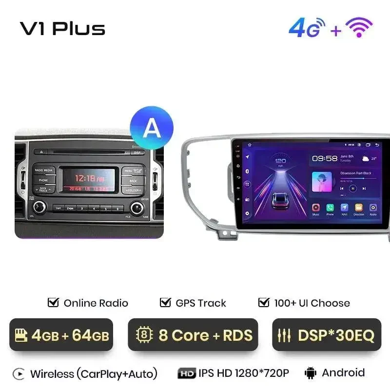 Radio Android do KIA Sportage IV Multimedialne (2016-2018) CarPlay Android Auto 4G WiFi GPS DSP
