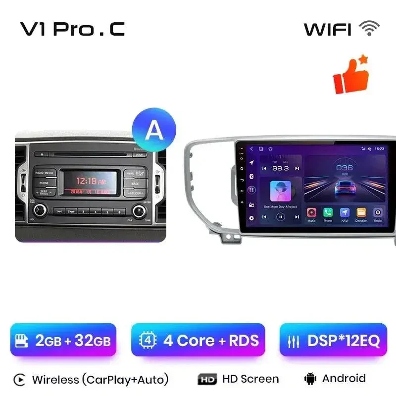 Radio Android do KIA Sportage IV Multimedialne (2016-2018) CarPlay Android Auto 4G WiFi GPS DSP