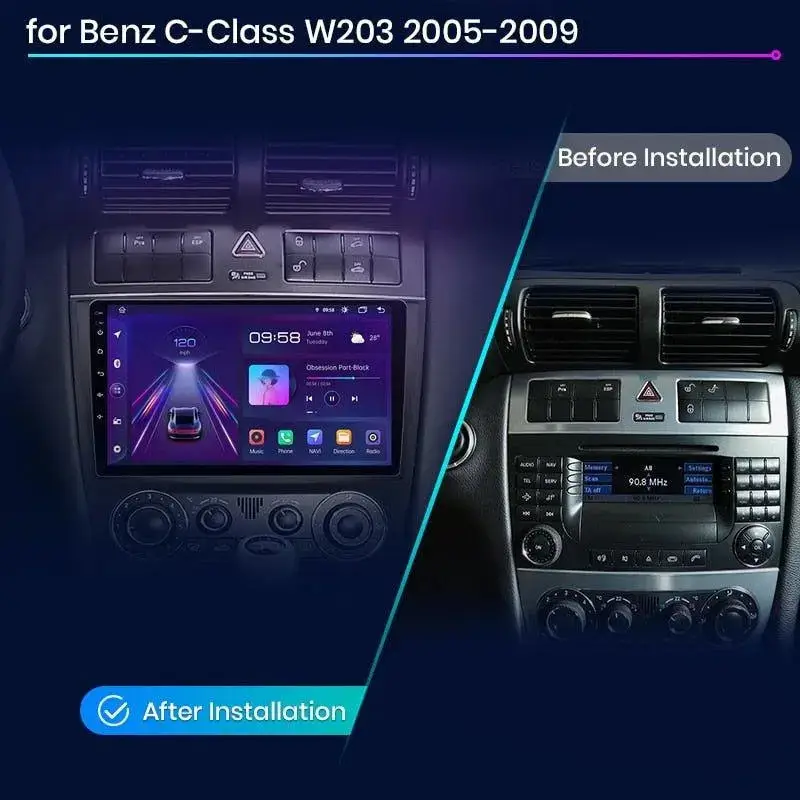 Radio Android do Mercedes-Benz C-Klasa W203 Lift Multimedialne (2005-2009) CarPlay Android Auto 4G WiFi GPS DSP