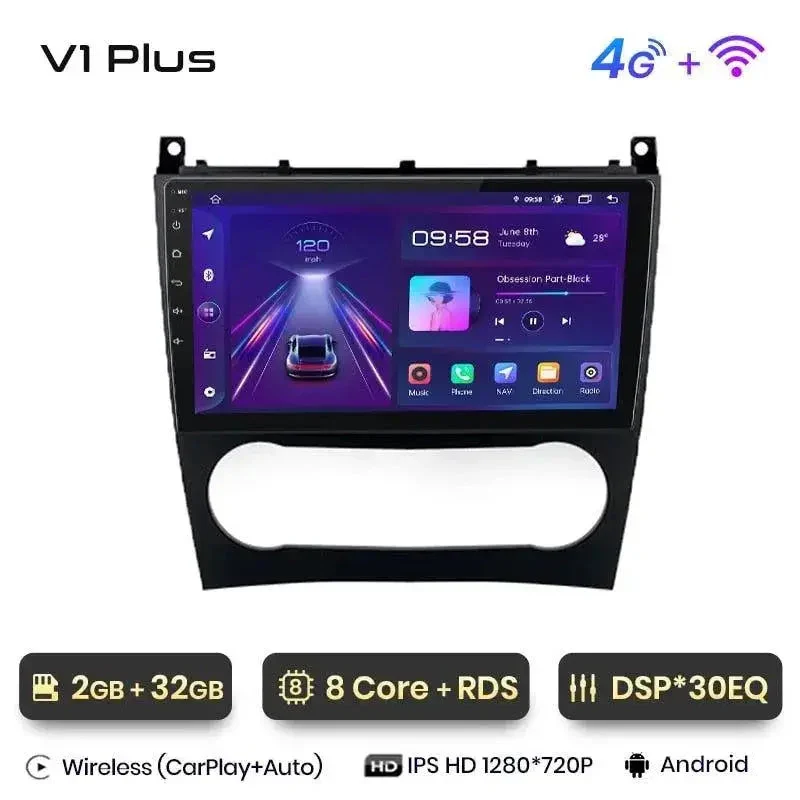 Radio Android do Mercedes-Benz C-Klasa W203 Lift Multimedialne (2005-2009) CarPlay Android Auto 4G WiFi GPS DSP