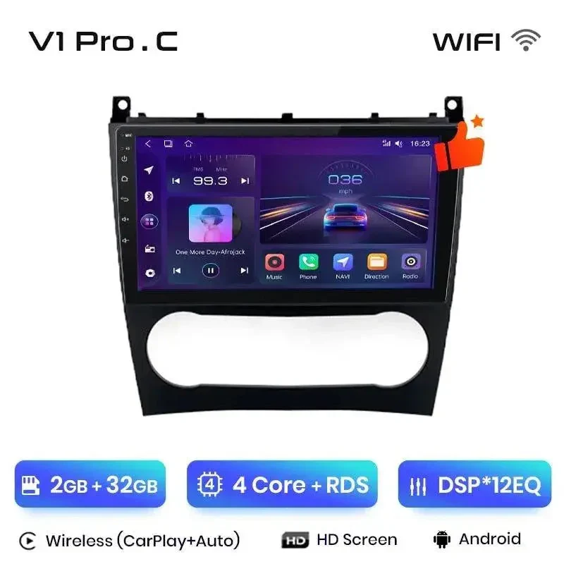 Radio Android do Mercedes-Benz C-Klasa W203 Lift Multimedialne (2005-2009) CarPlay Android Auto 4G WiFi GPS DSP