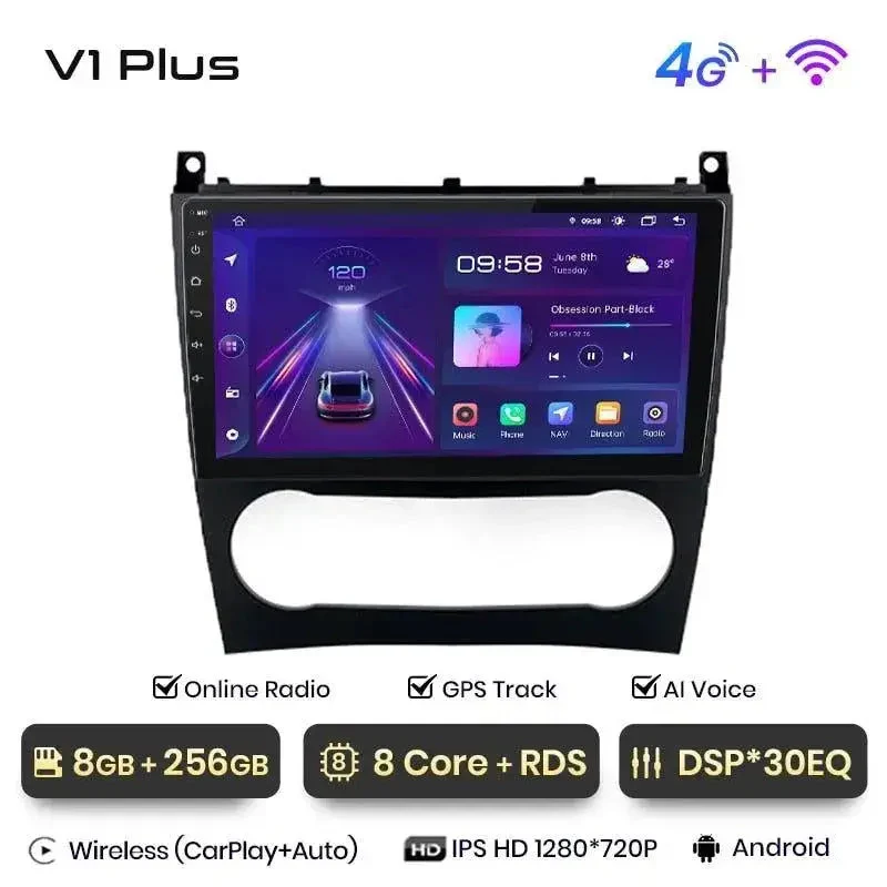 Radio Android do Mercedes-Benz C-Klasa W203 Lift Multimedialne (2005-2009) CarPlay Android Auto 4G WiFi GPS DSP