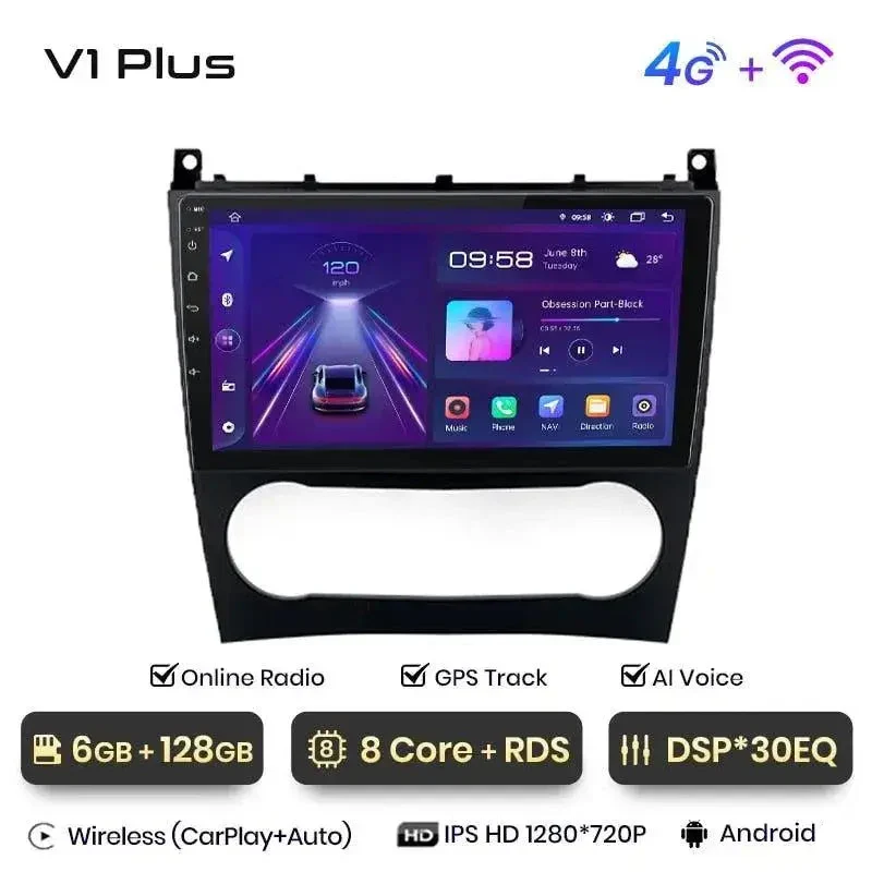 Radio Android do Mercedes-Benz C-Klasa W203 Lift Multimedialne (2005-2009) CarPlay Android Auto 4G WiFi GPS DSP
