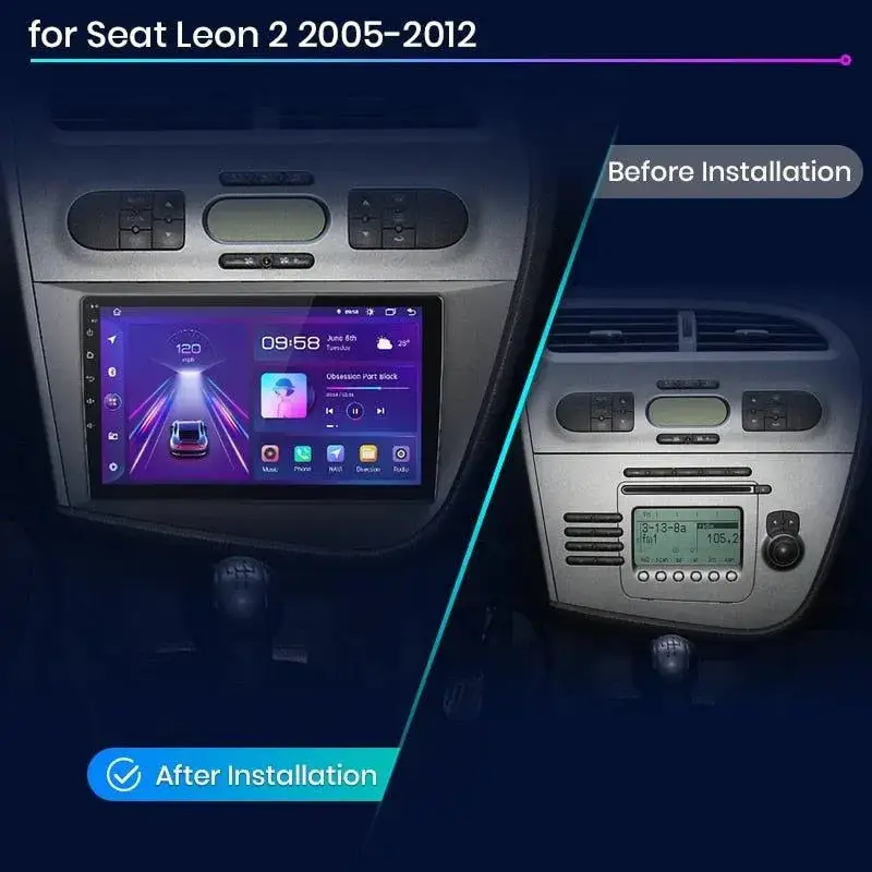 Radio Android do Seat Leon II (2005-2012) CarPlay Android Auto 4G WiFi GPS DSP