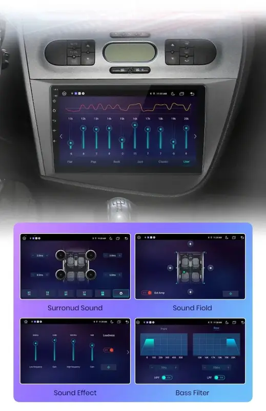 Radio Android do Seat Leon II (2005-2012) CarPlay Android Auto 4G WiFi GPS DSP