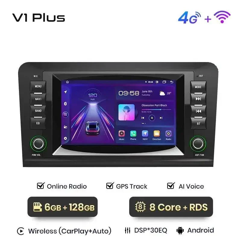 Radio Android do Mercedes-Benz ML W164 GL X164 CarPlay Android Auto 4G WiFi GPS DSP